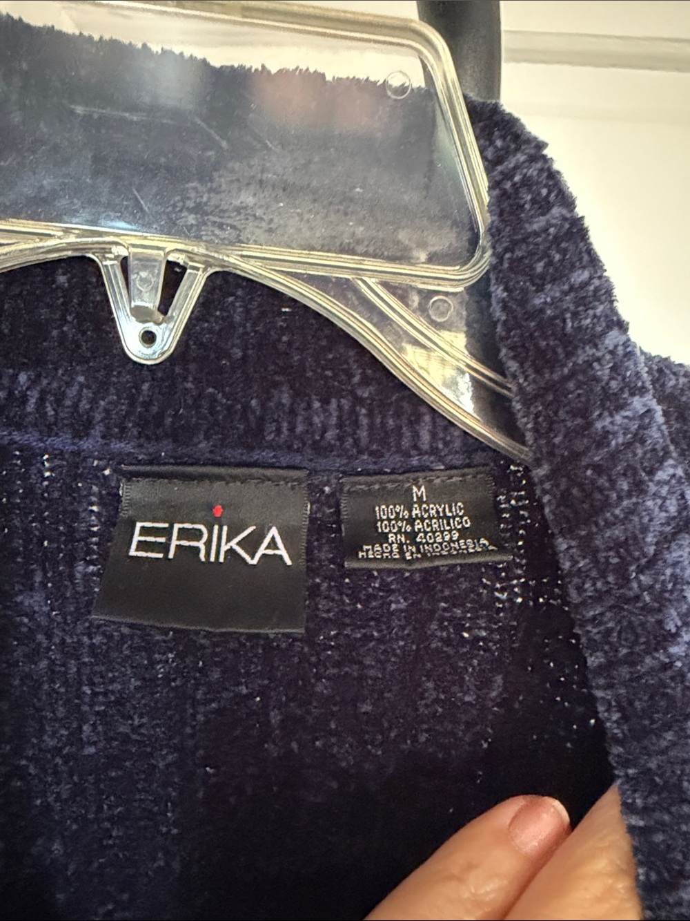 Erika Dark Navy Ribbed Women’s Cardigan Sweater - Picture 4 of 6